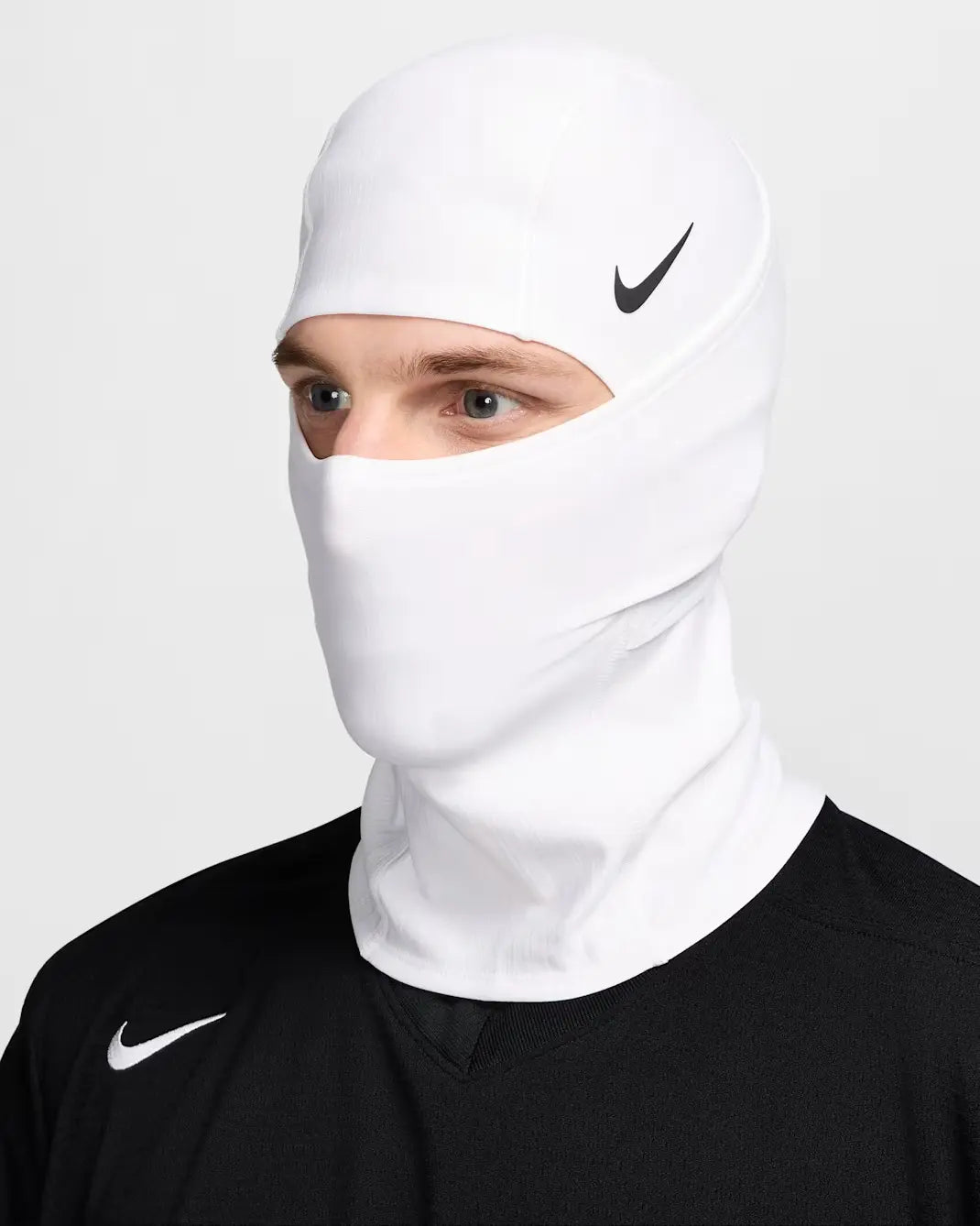 Nike Pro THERMA-FIT Hyperwarm Hood Black/White Ski Mask - Authentic Backlava Winter Gear for Enhanced Performance Dri-Fit Convertible Hood Mask